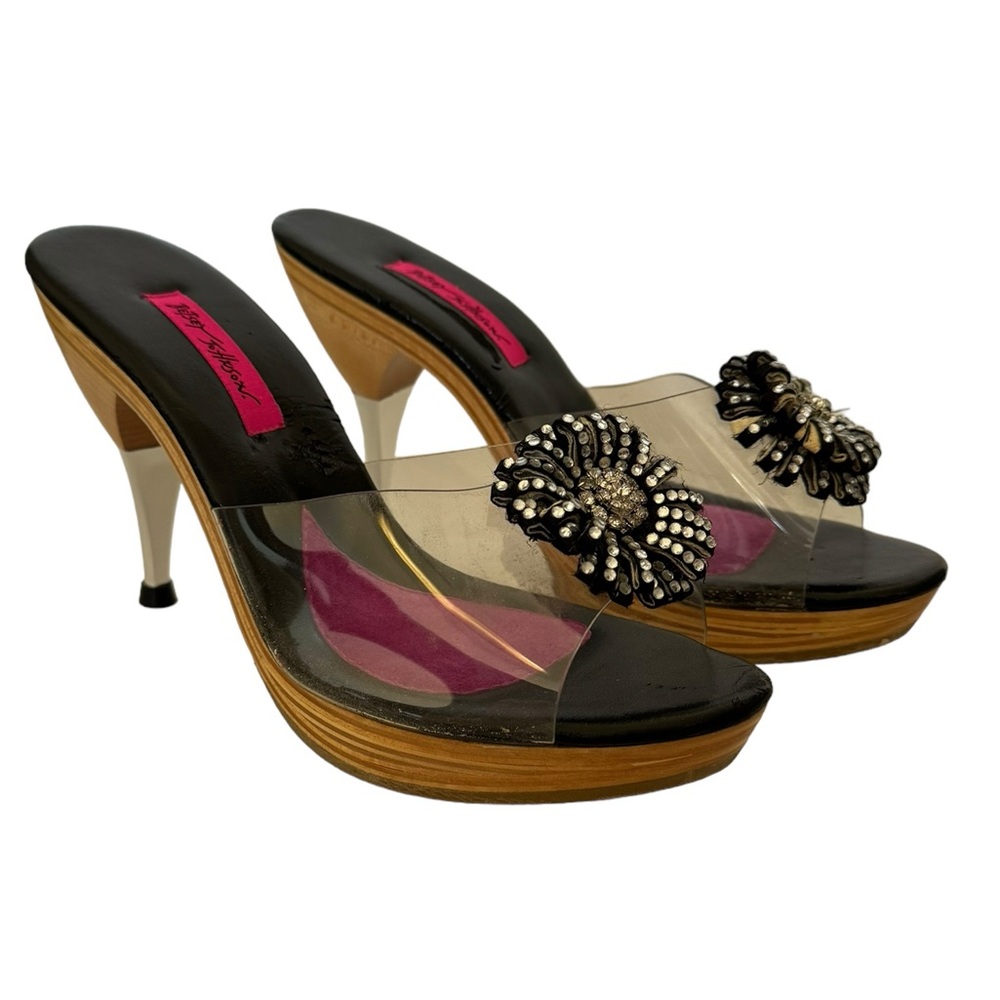 Vintage Betsey Johnson Black Starburst Polly Heels 9 9.5
